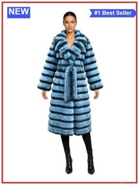 Faux Chinchilla Fur Full-Length Long Jacket Women Winter Coat